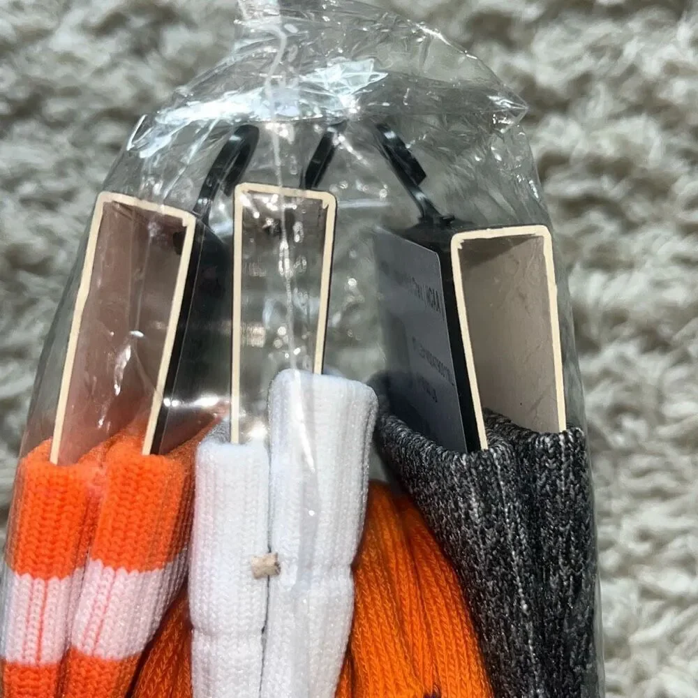 New Unisex Strideline White Clemson Tigers Premium Knit Crew Socks Three-Pack M/